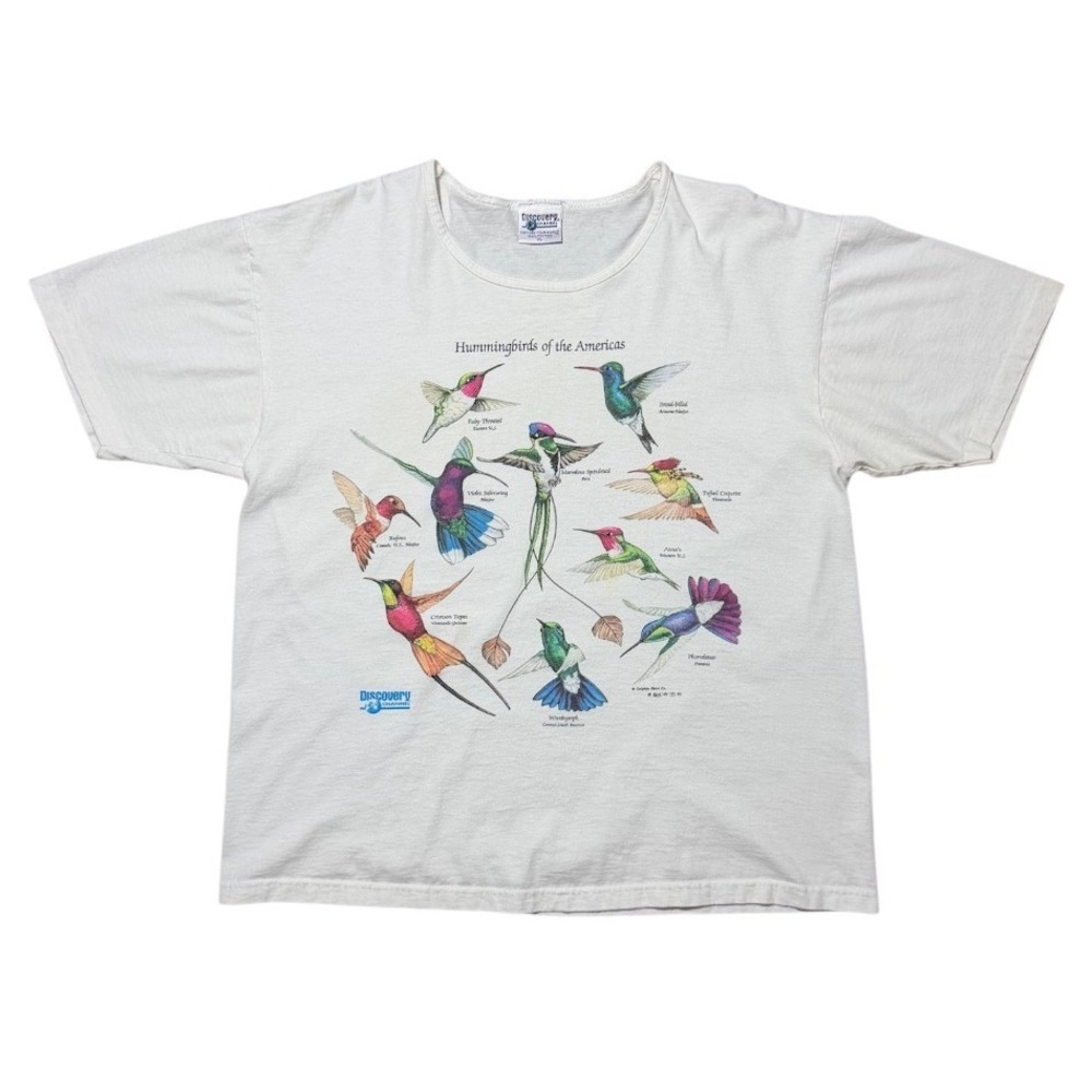 Vintage 90s Discovery Channel Hummingbirds Nature Avian Animal Graphic T-shirt